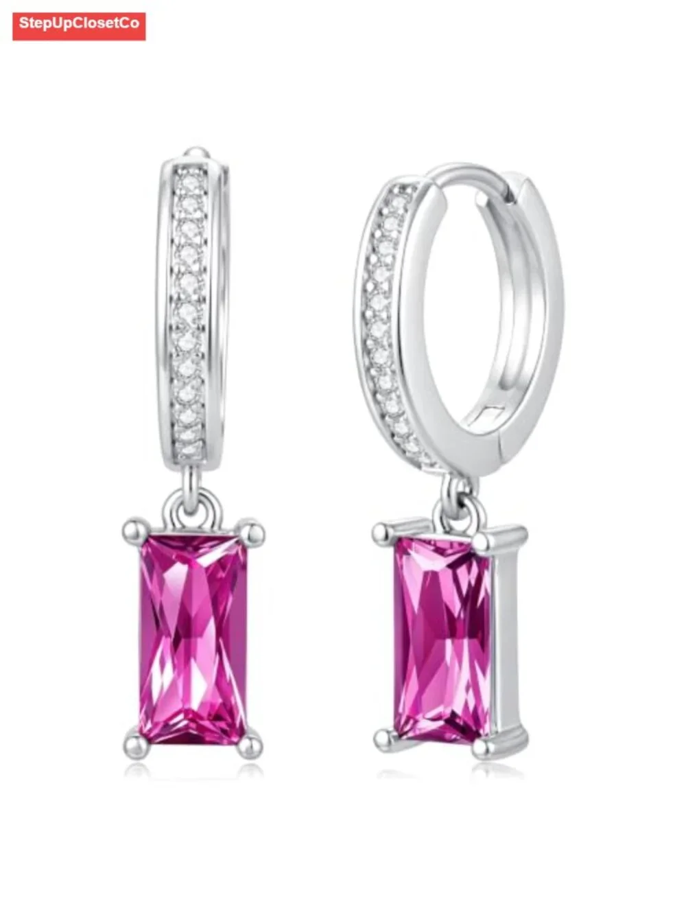 925 Sterling Silver Birthstone Hoop Earrings for Women Hypoallergenic Cubic